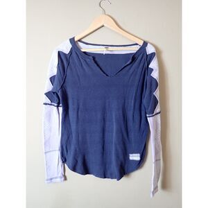 Free People Apres Ski Top Lavender Navy XS Long Sleeve Boho